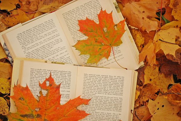 Book Club with autumn leaves