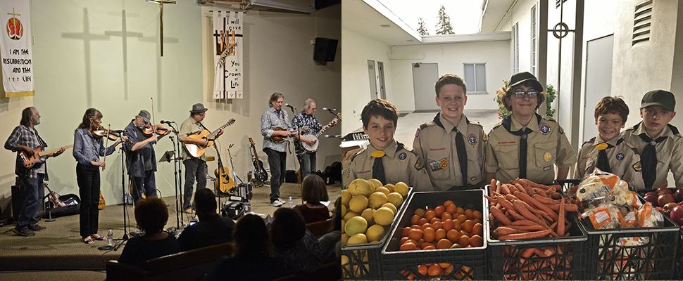 Music concert entertainers and Boy Scouts at FoodBank event